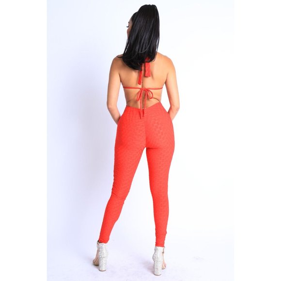 Women's Sexy Cute Halter Neck Casual Sleeveless One Piece Solid Skinny Jumpsuit - Picture 8 of 12